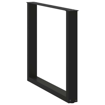 Dining Table Legs U-Shaped 3 pcs Black 80x(72-73) cm Steel