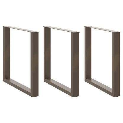 Dining Table Legs U-Shaped 3 pcs Natural Steel 80x(72-73) cm Steel