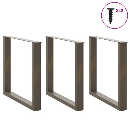 Dining Table Legs U-Shaped 3 pcs Natural Steel 80x(72-73) cm Steel