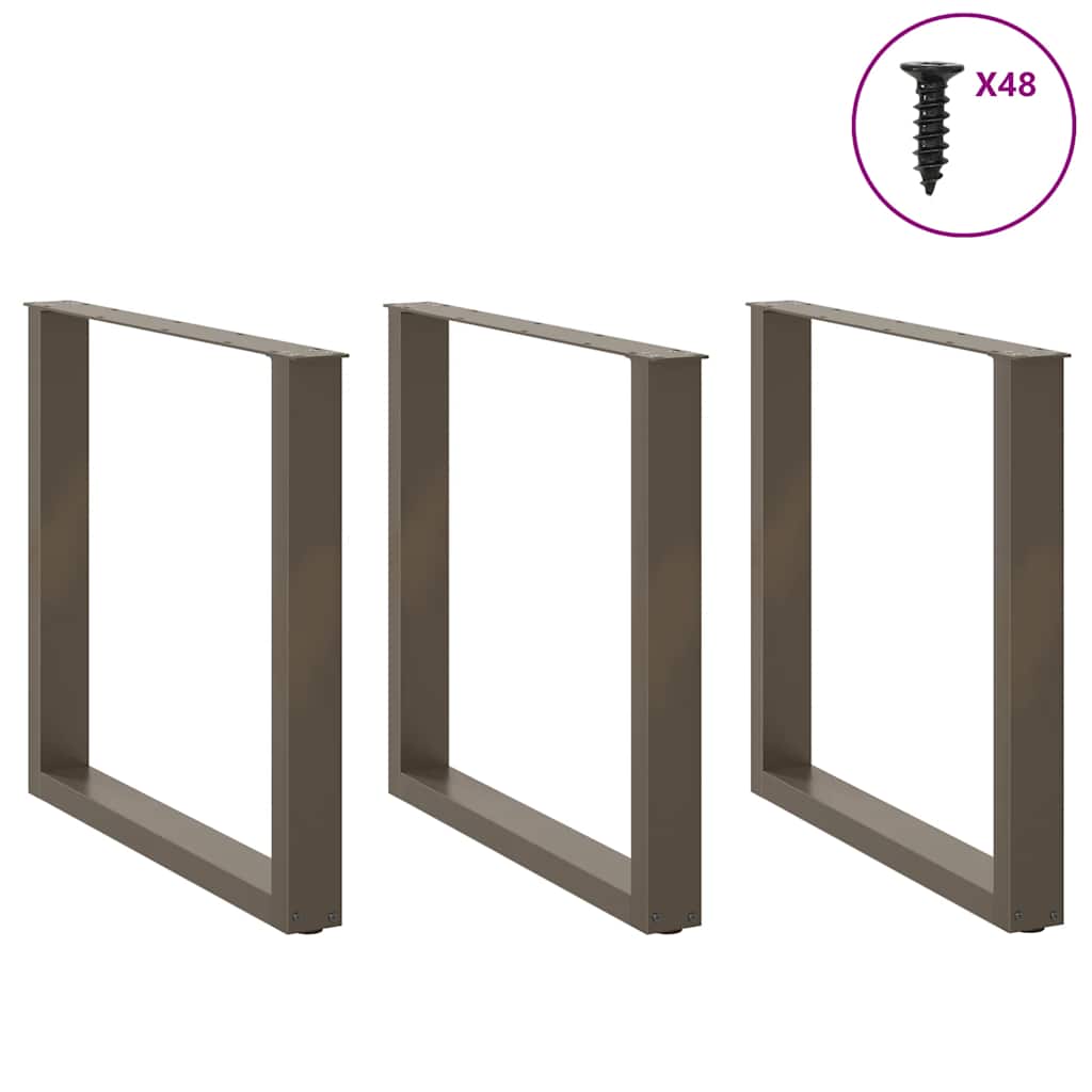 Dining Table Legs U-Shaped 3 pcs Natural Steel 90x(72-73) cm Steel