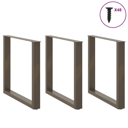 Dining Table Legs U-Shaped 3 pcs Natural Steel 90x(72-73) cm Steel