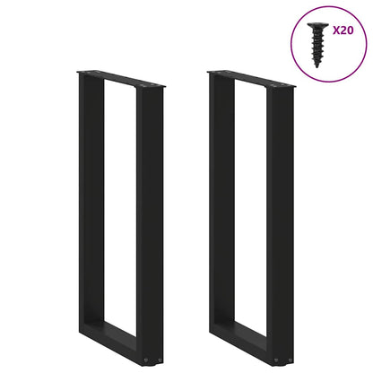 Bar Table Legs U-Shaped 2 pcs Black 40x(90-91) cm Steel