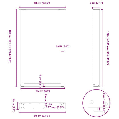 Bar Table Legs U-Shaped 2 pcs Anthracite 60x(100-101) cm Steel