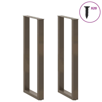 Bar Table Legs U-Shaped 2 pcs Natural Steel 40x(110-111) cm Steel