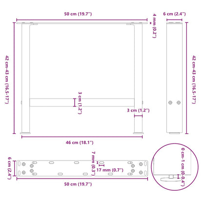 Coffee Table Legs Black 2 pcs 50x(42-43) cm Steel