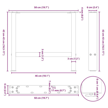 Coffee Table Legs White 2 pcs 50x(42-43) cm Steel