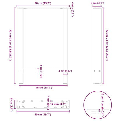 Dining Table Legs Natural Steel 2 pcs 50x(72-73) cm Steel