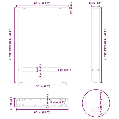 Dining Table Legs White 2 pcs 60x(72-73) cm Steel