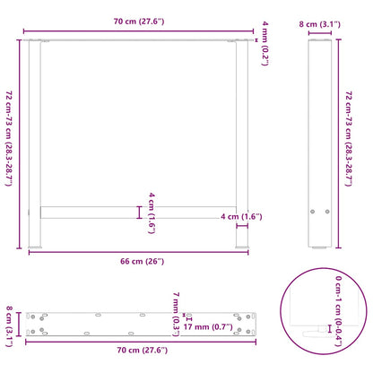 Dining Table Legs Natural Steel 2 pcs 70x(72-73) cm Steel