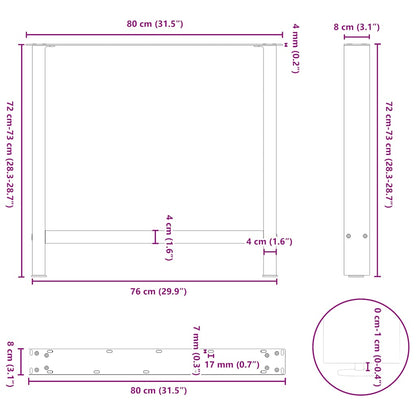 Dining Table Legs White 2 pcs 80x(72-73) cm Steel