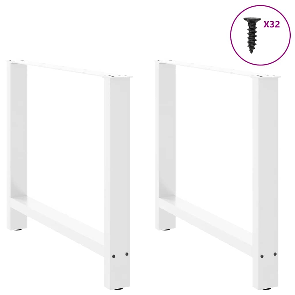 Dining Table Legs White 2 pcs 90x(72-73) cm Steel