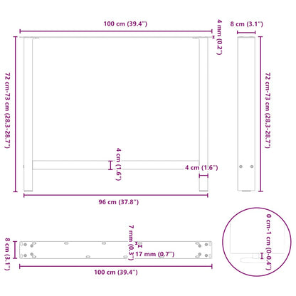 Dining Table Legs Black 2 pcs 100x(72-73) cm Steel