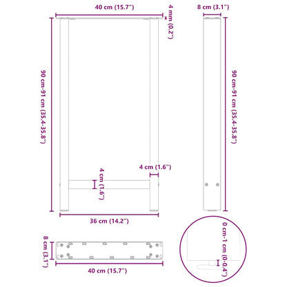 Bar Table Legs Black 2 pcs 40x(90-91) cm Steel