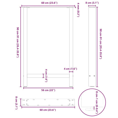 Bar Table Legs White 2 pcs 60x(90-91) cm Steel