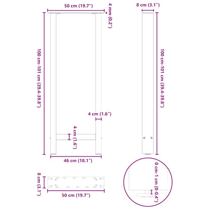 Bar Table Legs Anthracite 2 pcs 50x(100-101) cm Steel