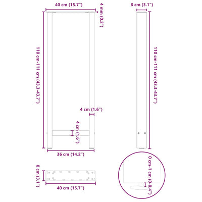 Coffee Table Legs Anthracite 2 pcs 40x(110-111) cm Steel