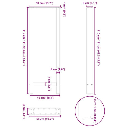 Bar Table Legs Black 2 pcs 50x(110-111) cm Steel
