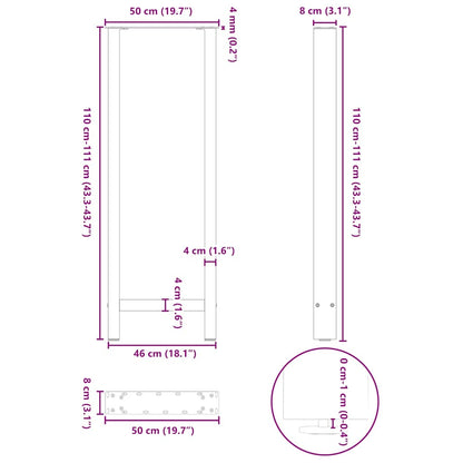 Bar Table Legs Natural Steel 2 pcs 50x(110-111) cm Steel