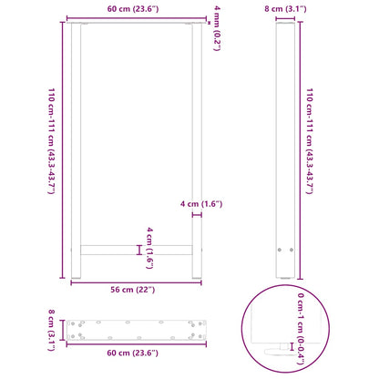 Bar Table Legs Black 2 pcs 60x(110-111) cm Steel