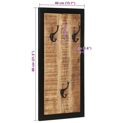 Coat Rack 40x2x80 cm Solid Rough Wood Mango