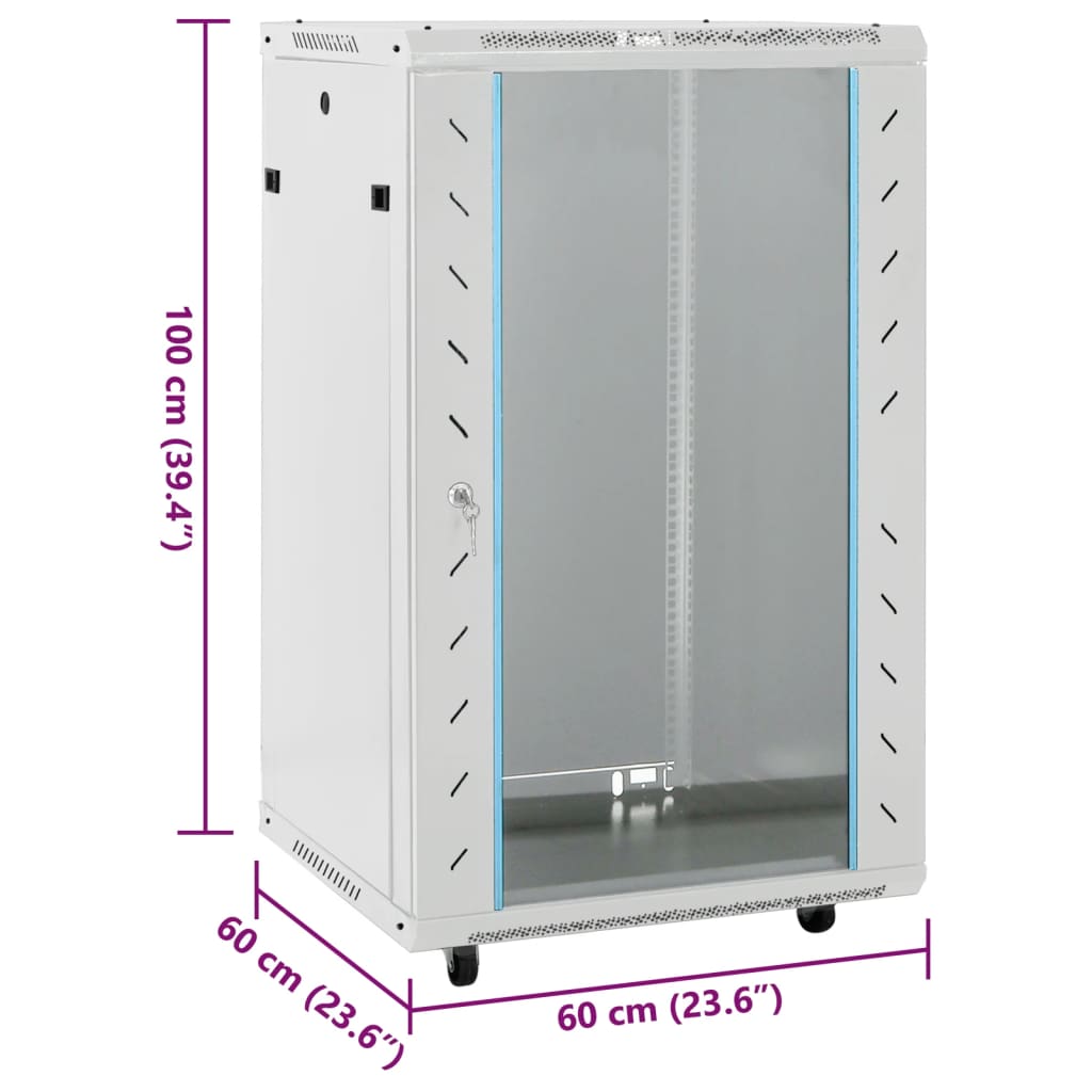 18U Network Cabinet 19" IP20 Gray 23.6"x23.6"x39.4"