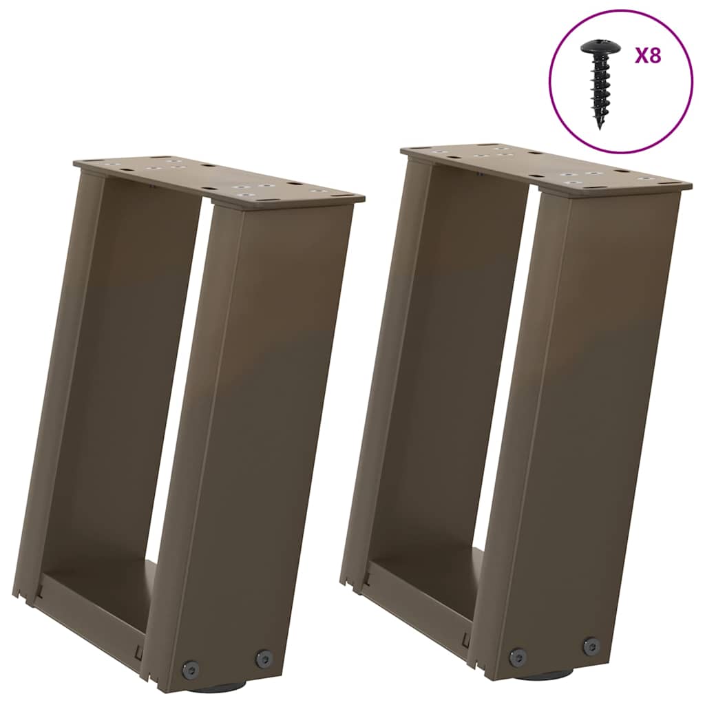 Coffee Table Legs U-Shaped 2 pcs Natural Steel 30x(30-31) cm Steel