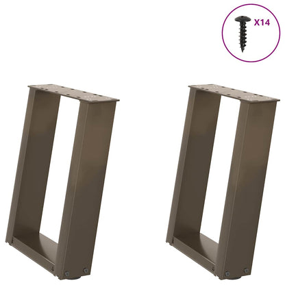 Coffee Table Legs U-Shaped 2 pcs Natural Steel 38x(42-43) cm Steel