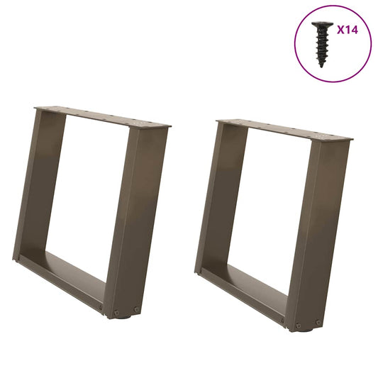 Coffee Table Legs U-Shaped 2 pcs Natural Steel 60x(42-43) cm Steel