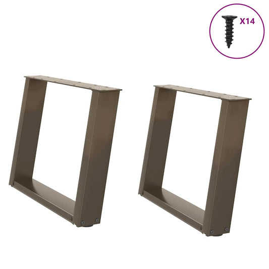 Coffee Table Legs U-Shaped 2 pcs Natural Steel 70x(42-43) cm Steel