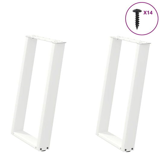 Dining Table Legs U-Shaped 2 pcs White 50x(72-73) cm Steel