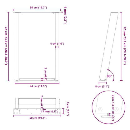Dining Table Legs U-Shaped 2 pcs Natural Steel 50x(72-73) cm Steel
