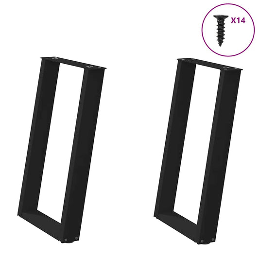 Dining Table Legs U-Shaped 2 pcs Black 60x(72-73) cm Steel