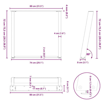 Dining Table Legs U-Shaped 2 pcs Anthracite 80x(72-73) cm Steel