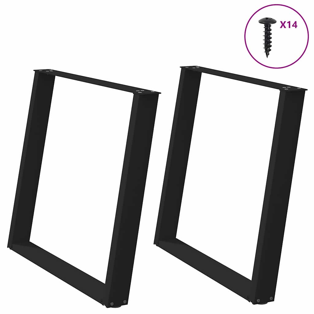 Dining Table Legs U-Shaped 2 pcs Black 90x(72-73) cm Steel