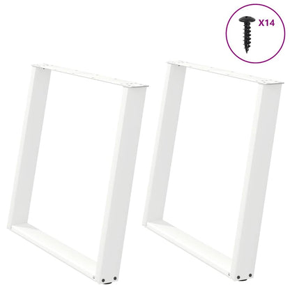 Dining Table Legs U-Shaped 2 pcs White 90x(72-73) cm Steel