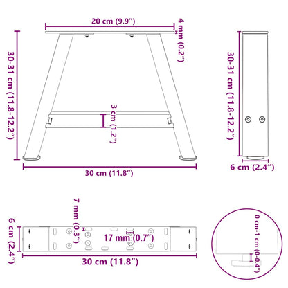 Coffee Table Legs A-Shaped 2 pcs Anthracite 30x(30-31) cm Steel