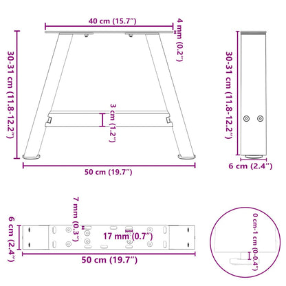 Coffee Table Legs A-Shaped 2 pcs 50x(30-31) cm Steel