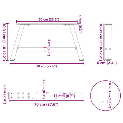 Coffee Table Legs A-Shaped 2 pcs 70x(30-31) cm Steel
