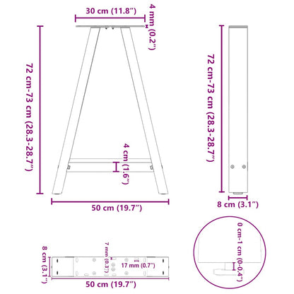 Dining Table Legs A-Shaped 2 pcs Black 50x(72-73) cm Steel