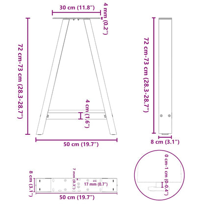 Dining Table Legs A-Shaped 2 pcs 50x(72-73) cm Steel