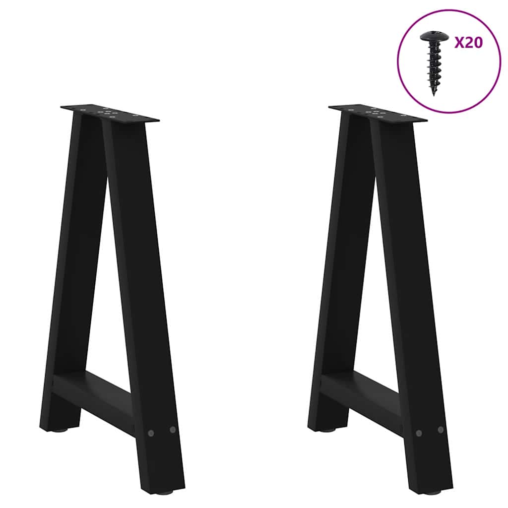 Dining Table Legs A-Shaped 2 pcs Black 60x(72-73) cm Steel