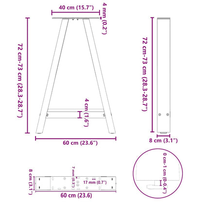 Dining Table Legs A-Shaped 2 pcs Black 60x(72-73) cm Steel