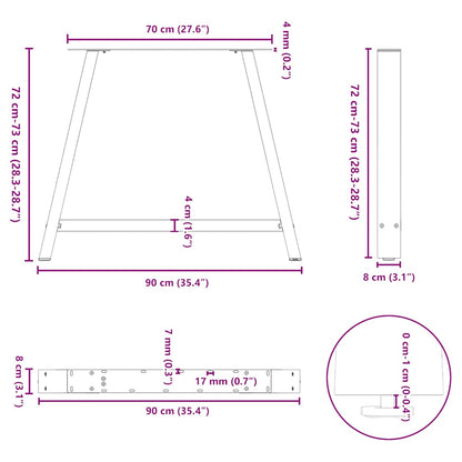 Dining Table Legs A-Shaped 2 pcs Black 90x(72-73) cm Steel