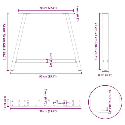 Dining Table Legs A-Shaped 2 pcs White 90x(72-73) cm Steel