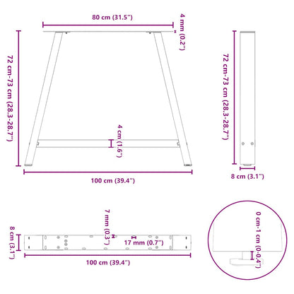 Dining Table Legs A-Shaped 2 pcs Black 100x(72-73) cm Steel