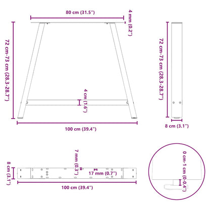 Dining Table Legs A-Shaped 2 pcs White 100x(72-73) cm Steel