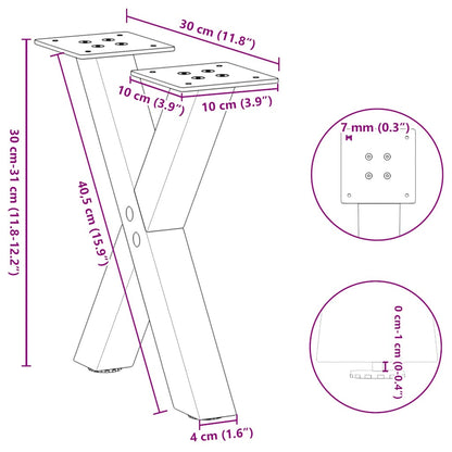 Coffee Table Legs X-Shaped 2 pcs Anthracite 30x(30-31) cm Steel