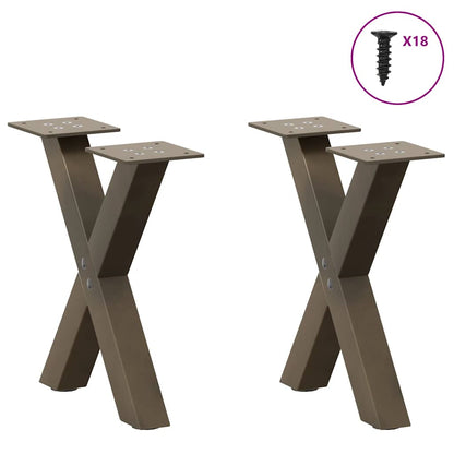Coffee Table Legs X-Shaped 2 pcs Natural Steel 30x(30-31) cm Steel