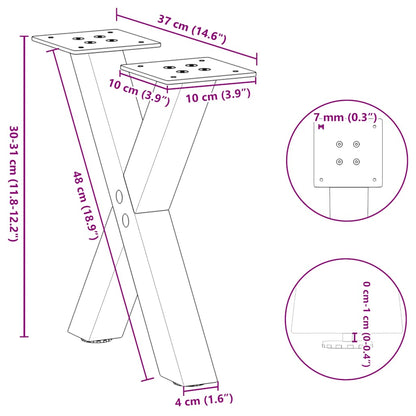 Coffee Table Legs X-Shaped 2 pcs Natural Steel 37x(30-31) cm Steel