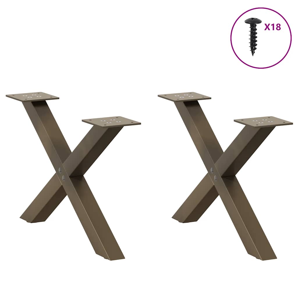 Coffee Table Legs X-Shaped 2 pcs Natural Steel 50x(30-31) cm Steel
